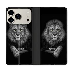 Housse cuir portefeuille Pour Iphone 18 Pro Max Animal Lion Majestueux