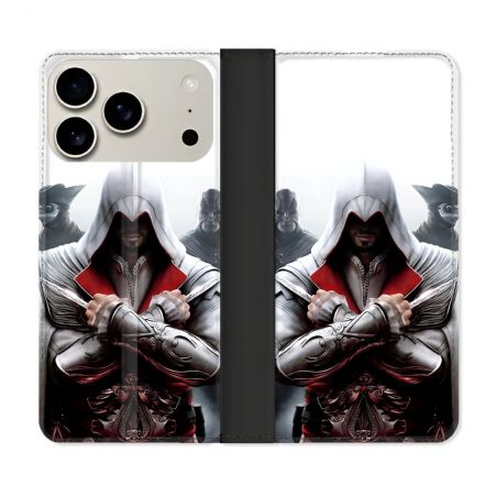 Housse cuir portefeuille Pour Iphone 18 Pro Max Assassin Creed Mask