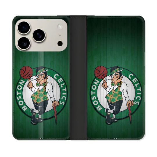 Housse cuir portefeuille Pour Iphone 18 Pro Basket Boston Celtics