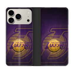 Housse cuir portefeuille Pour Iphone 18 Pro Basket Los Angeles Lakers