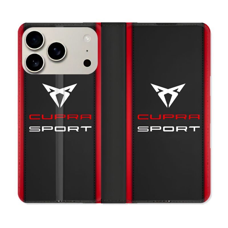 Housse cuir portefeuille Pour Iphone 18 Pro Max Cupra