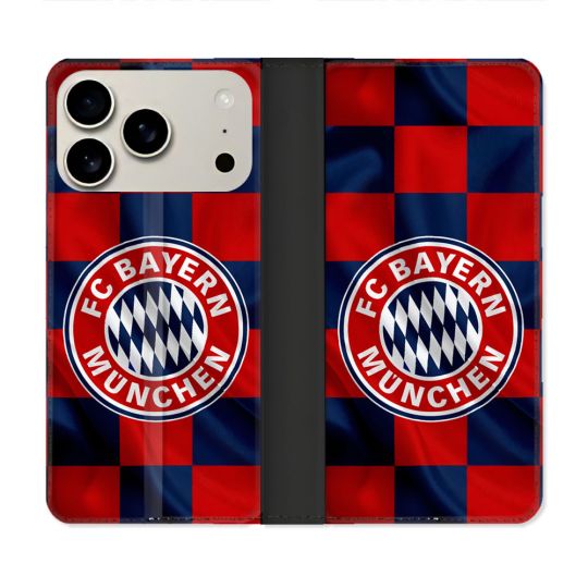 Housse cuir portefeuille Pour Iphone 18 Pro Max Foot Bayern Munich Carreaux