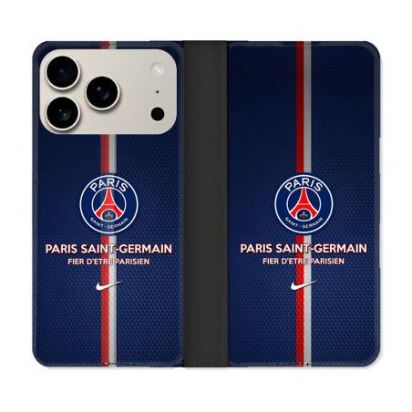 Housse cuir portefeuille Pour Iphone 18 Pro Max Foot PSG Fier