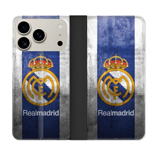 Housse cuir portefeuille Pour Iphone 18 Pro Max Foot Real Madrid