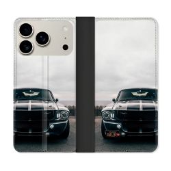 Housse cuir portefeuille Pour Iphone 18 Pro Max Ford Mustang GT500 Vintage
