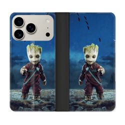 Housse cuir portefeuille Pour Iphone 18 Pro Max Groot Bleu