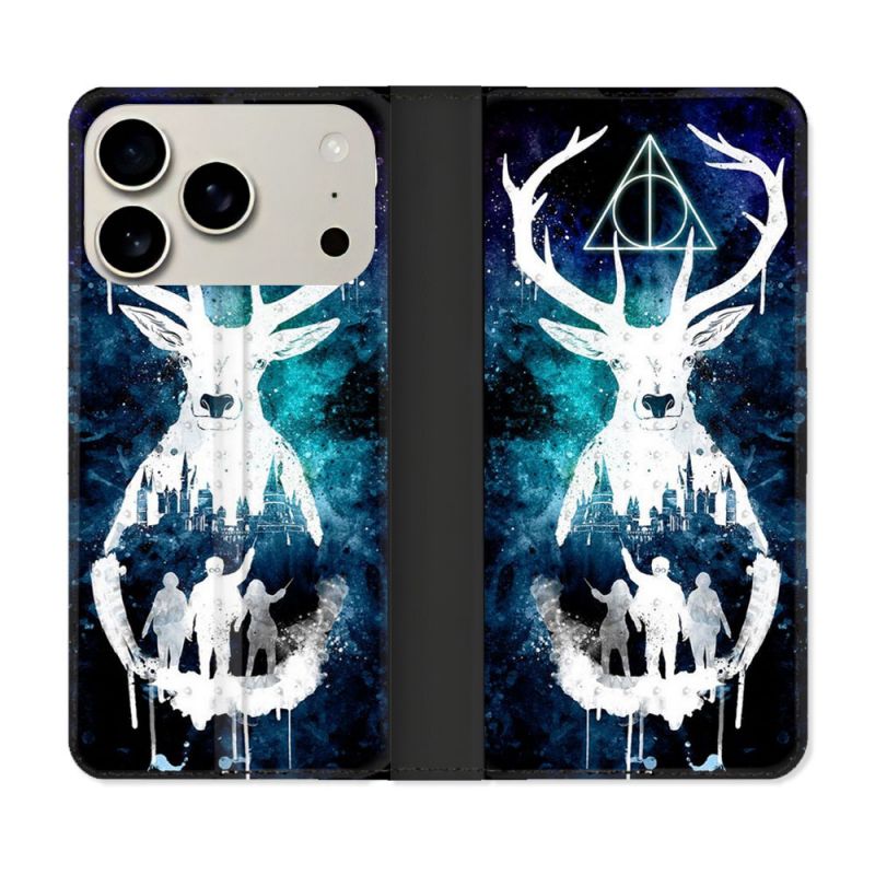 Housse cuir portefeuille Pour Iphone 18 Pro Max Harry Potter Patronome