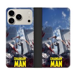 Housse cuir portefeuille Pour Iphone 18 Pro Max Manga Chainsaw Man Denji