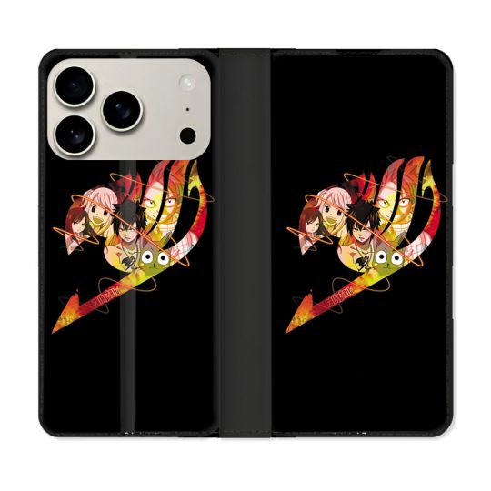 Housse cuir portefeuille Pour Iphone 18 Pro Max Manga Fairy Tail Logo Noir