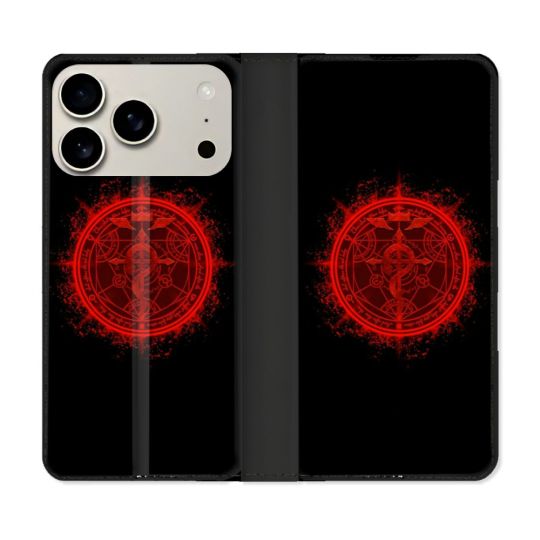 Housse cuir portefeuille Pour Iphone 18 Pro Max Manga Fullmetal Alchemist Logo