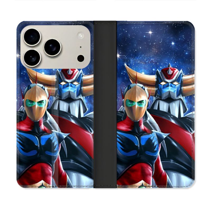 Housse cuir portefeuille Pour Iphone 18 Pro Max Manga Goldorak