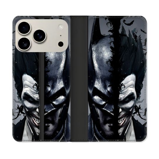 Housse cuir portefeuille Pour Iphone 18 Pro Batman Joker
