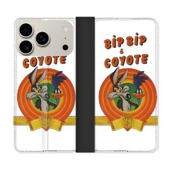 Housse cuir portefeuille Pour Iphone 18 Pro Bip Bip Coyote