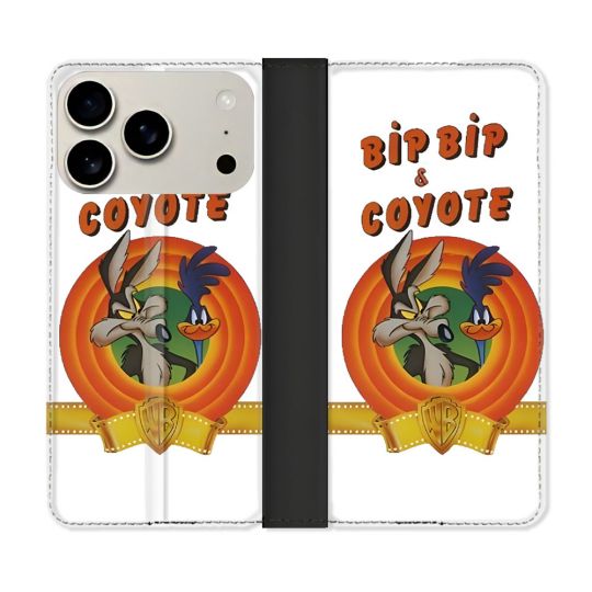 Housse cuir portefeuille Pour Iphone 18 Pro Bip Bip Coyote