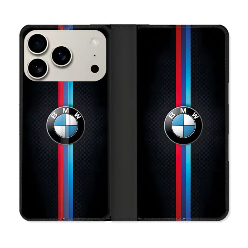 Housse cuir portefeuille Pour Iphone 18 Pro BMW Logo
