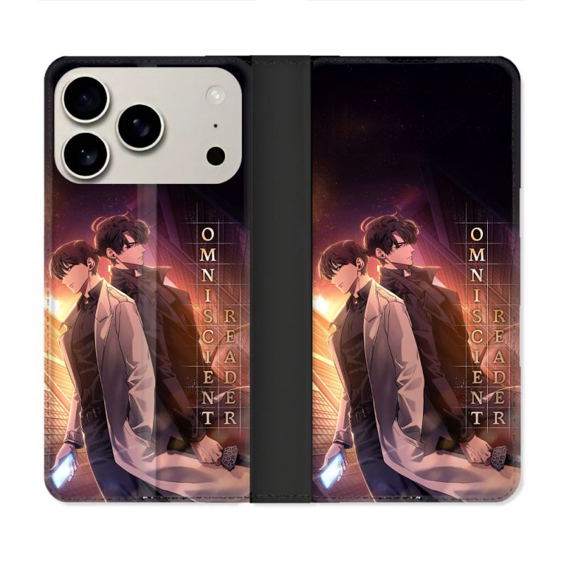 Housse cuir portefeuille Pour Iphone 18 Pro Max Manga Lecteur Omniscient Affiche