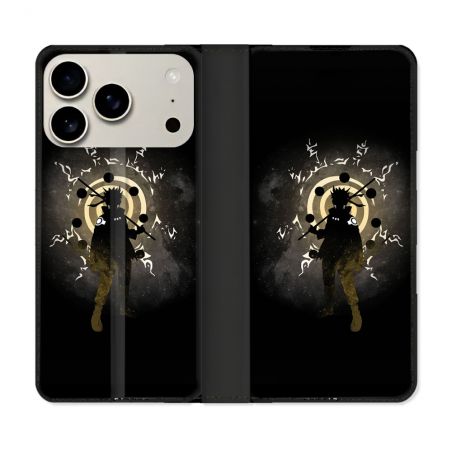 Housse cuir portefeuille Pour Iphone 18 Pro Max Manga Naruto Sage