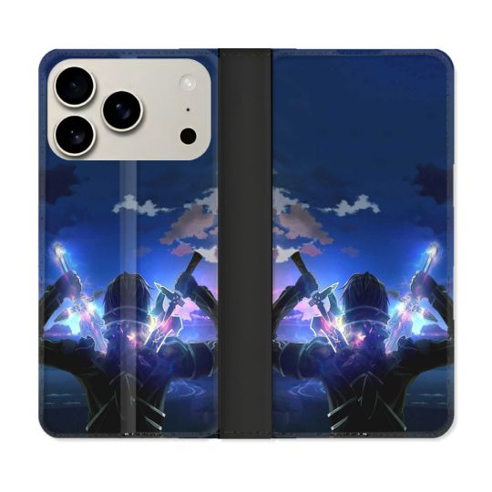 Housse cuir portefeuille Pour Iphone 18 Pro Max Manga SAO sword Art Online Epee