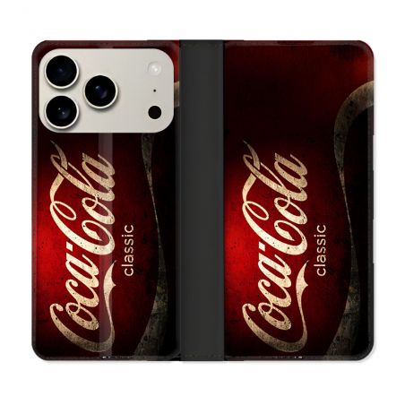 Housse cuir portefeuille Pour Iphone 18 Pro Coca Cola Classique