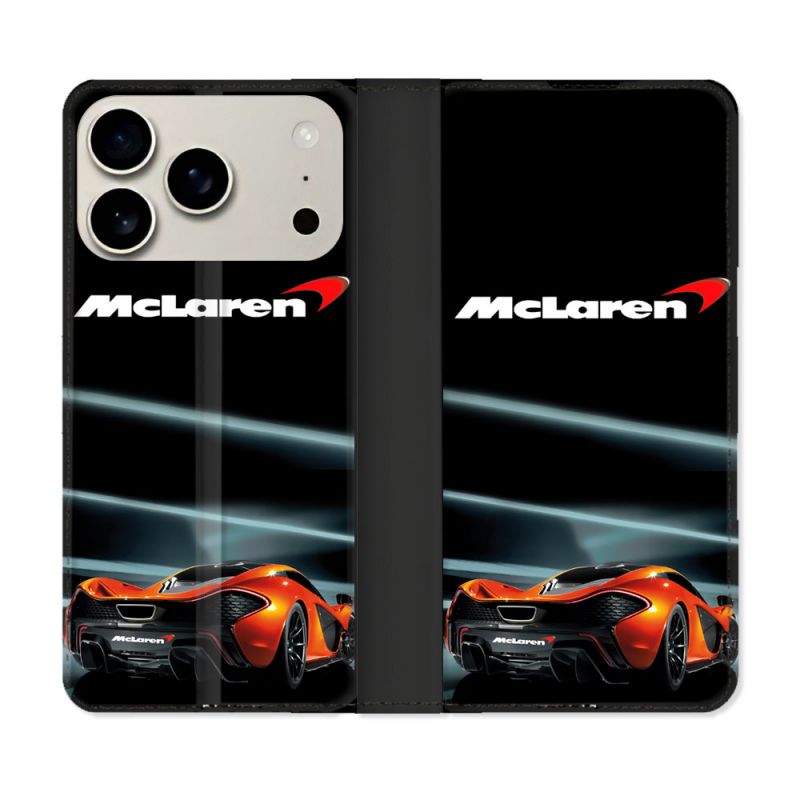 Housse cuir portefeuille Pour Iphone 18 Pro Max Mc Laren
