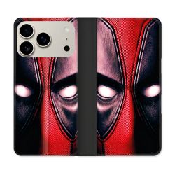 Housse cuir portefeuille Pour Iphone 18 Pro Deadpool Yeux