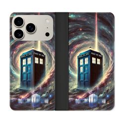 Housse cuir portefeuille Pour Iphone 18 Pro Dr Who Tardis Univers