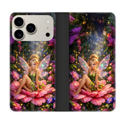 Housse cuir portefeuille Pour Iphone 18 Pro Fantastique Fee Fleur