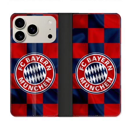 Housse cuir portefeuille Pour Iphone 18 Pro Foot Bayern Munich Carreaux