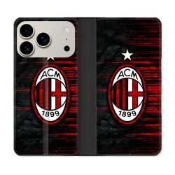 Housse cuir portefeuille Pour Iphone 18 Pro Foot Milan AC