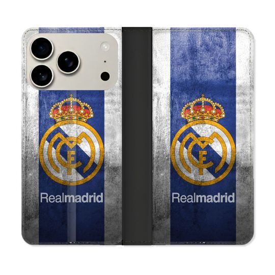 Housse cuir portefeuille Pour Iphone 18 Pro Foot Real Madrid