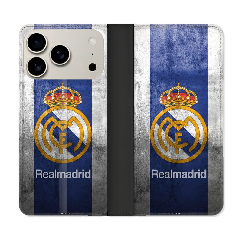 Housse cuir portefeuille Pour Iphone 18 Pro Foot Real Madrid