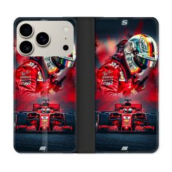 Housse cuir portefeuille Pour Iphone 18 Pro Formule 1 F1 Ferrari