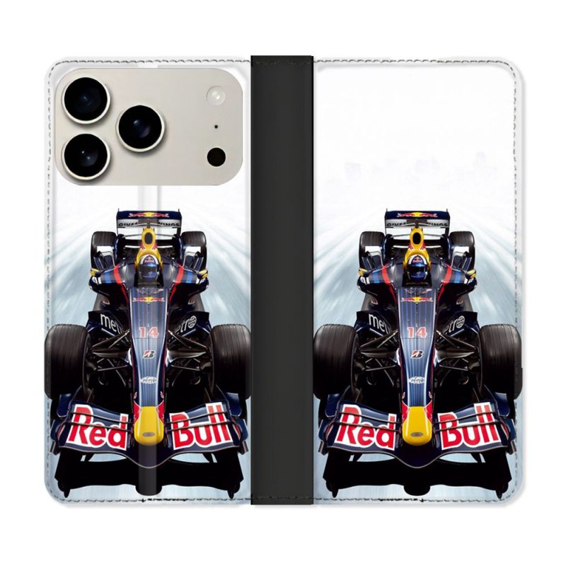 Housse cuir portefeuille Pour Iphone 18 Pro Formule 1 F1 Red Bull