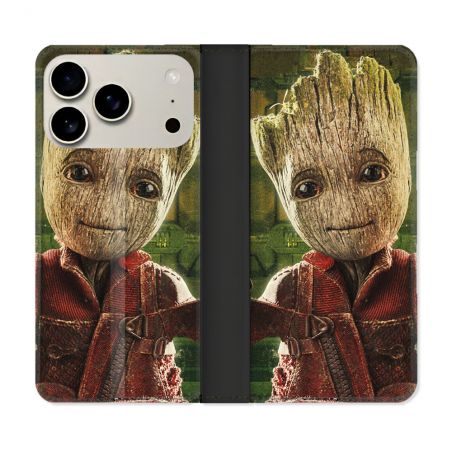 Housse cuir portefeuille Pour Iphone 18 Pro Groot Vert