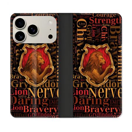 Housse cuir portefeuille Pour Iphone 18 Pro Harry Potter Griffondor