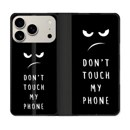 Housse cuir portefeuille Pour Iphone 18 Pro Humour Don't Touch