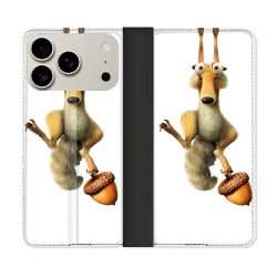 Housse cuir portefeuille Pour Iphone 18 Pro L'âge de Glace Scratch Suspendu
