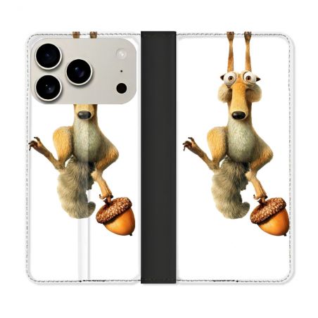 Housse cuir portefeuille Pour Iphone 18 Pro L'âge de Glace Scratch Suspendu