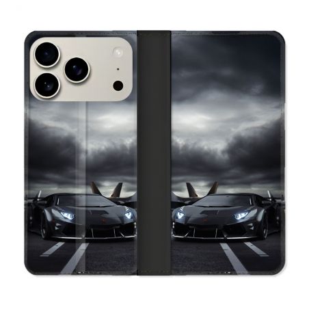 Housse cuir portefeuille Pour Iphone 18 Pro Lamborghini Avion
