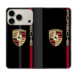 Housse cuir portefeuille Pour Iphone 18 Pro Max Porsche Line
