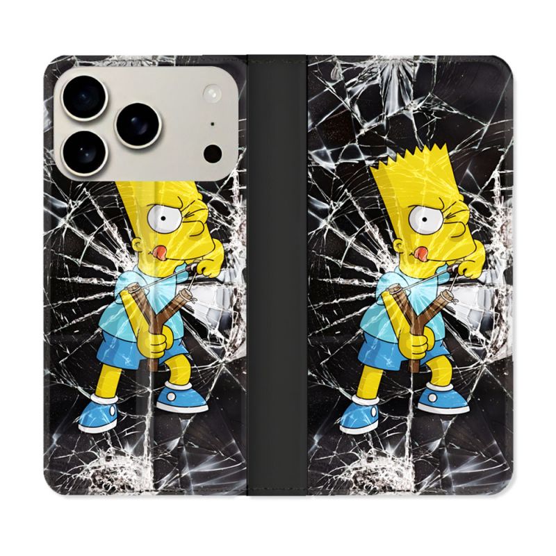 Housse cuir portefeuille Pour Iphone 18 Pro Max Simpson Bart