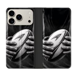 Housse cuir portefeuille Pour Iphone 18 Pro Max Sport Rugby Ballon Moderne