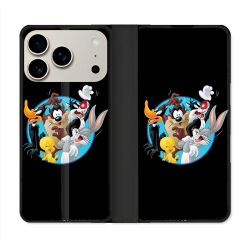 Housse cuir portefeuille Pour Iphone 18 Pro Looney Tunes