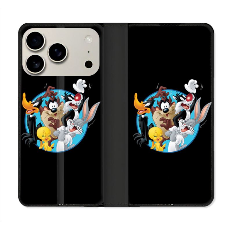 Housse cuir portefeuille Pour Iphone 18 Pro Looney Tunes