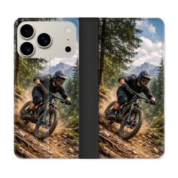 Housse cuir portefeuille Pour Iphone 18 Pro Max Sport VTT Montagne
