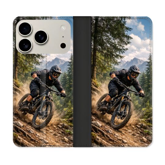 Housse cuir portefeuille Pour Iphone 18 Pro Max Sport VTT Montagne