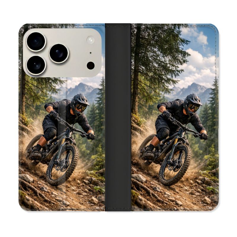 Housse cuir portefeuille Pour Iphone 18 Pro Max Sport VTT Montagne