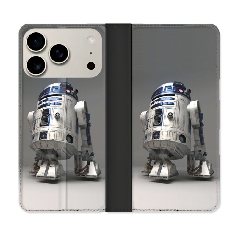 Housse cuir portefeuille Pour Iphone 18 Pro Max Star Wars - R2D2