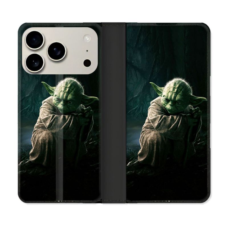 Housse cuir portefeuille Pour Iphone 18 Pro Max Star Wars - Yoda sombre