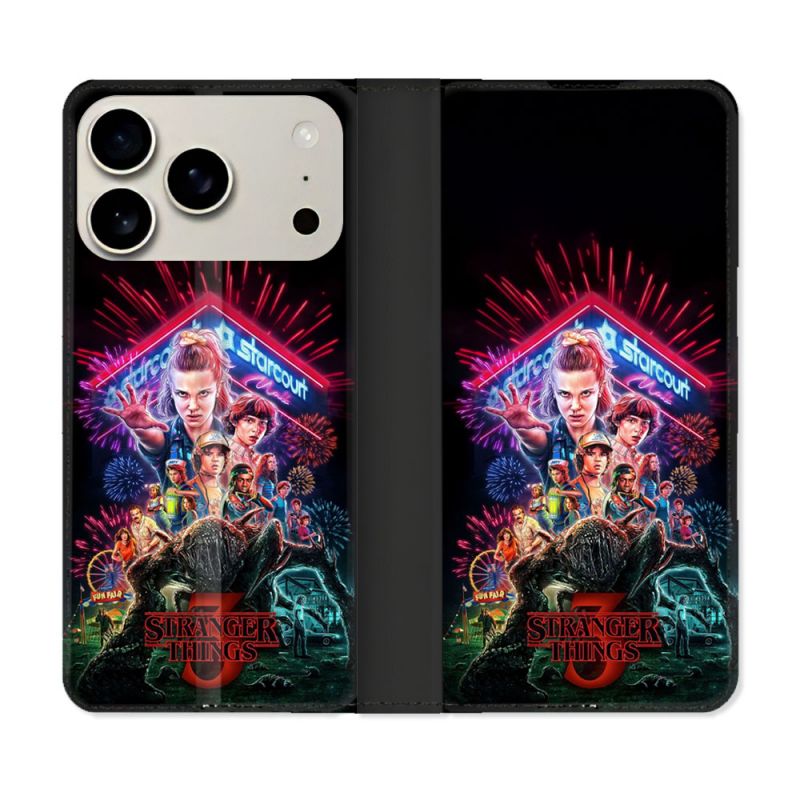 Housse cuir portefeuille Pour Iphone 18 Pro Max Stranger Things Affiche 3